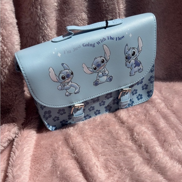 Disney Other - Disney Stitch Blue Satchel Bag • “Going With The Flow” • Kawaii Crossbody Purse